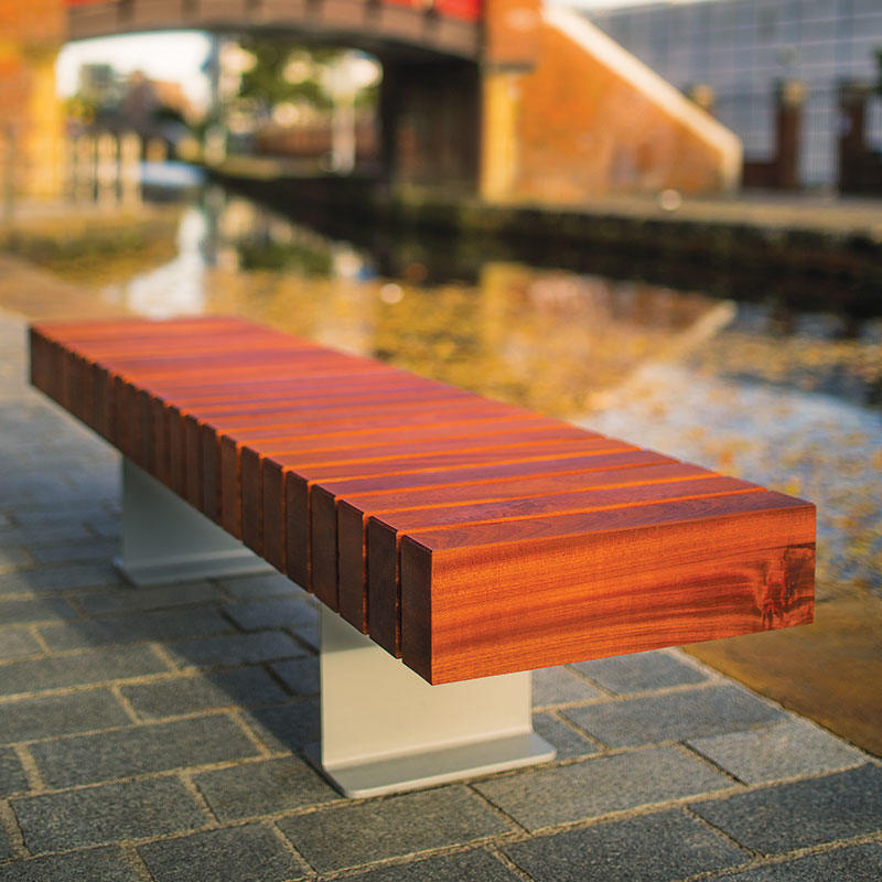 BENCH-5 Seat Timber metal wooden by europlanters