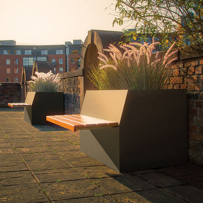 BENCH-9 Seat planter Timber metal wooden by europlanters