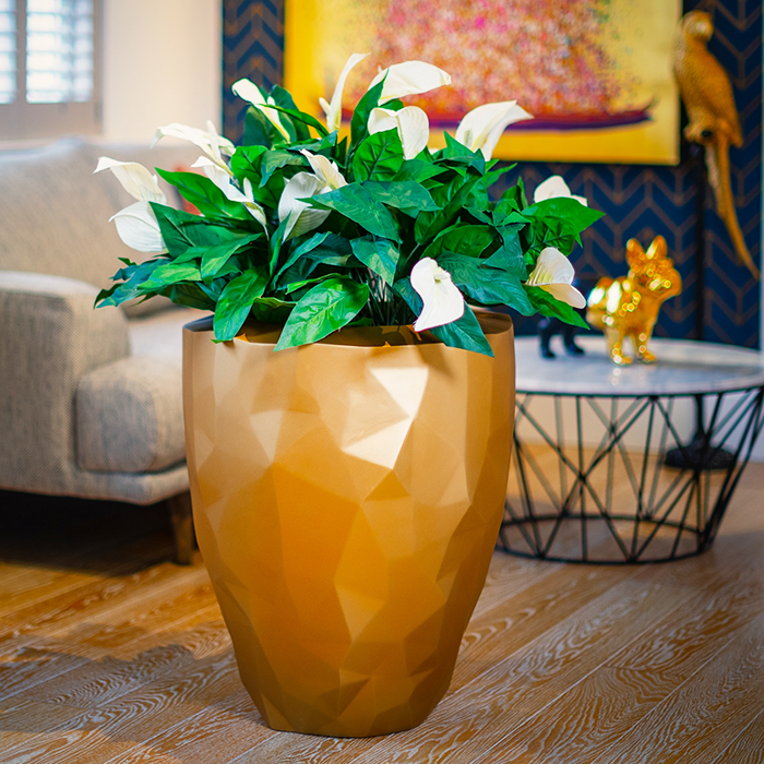 Faceted planter in GRP by Europlanters FACET-FC1-GOLD