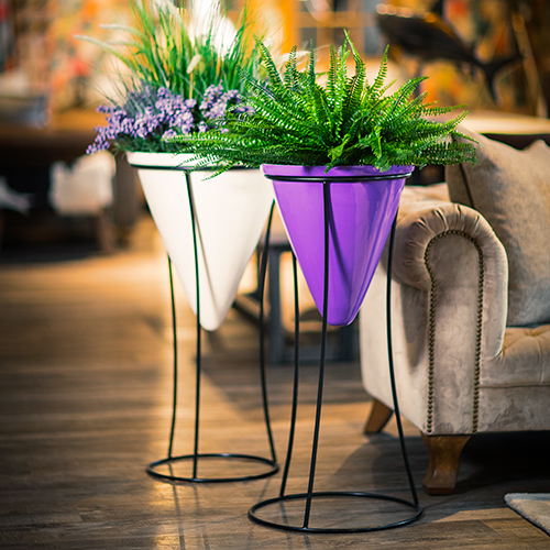 kingsley-metal plant Stand and planter-Group by europlanters