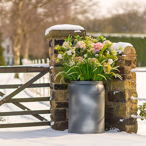 Milkkans traditional milk churn planter in grp by europlanters