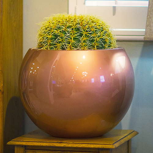 SPHERE50-SPHERE planter in GRP copper finish by Europlanters