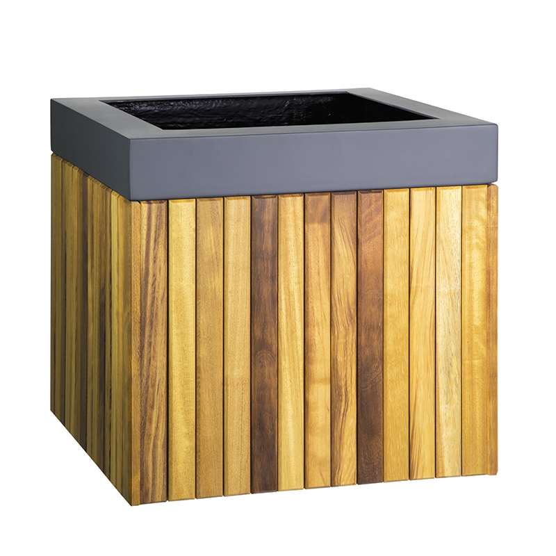 Windsor-cube-timber wooden PLANTER by europlanters