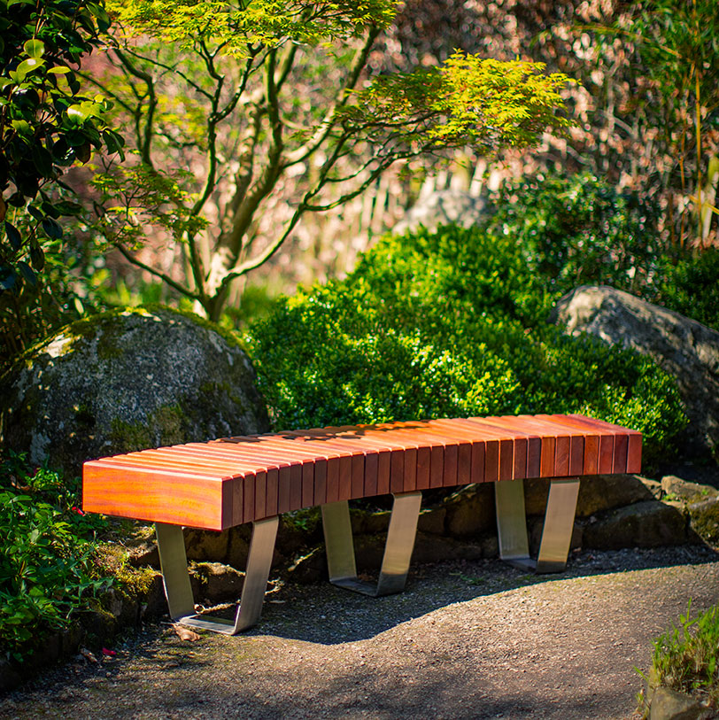 CURVED BENCH-12 Seat Timber metal wooden by europlanters