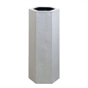 HEXAGON SHAPED PLANTER 310x310x800mm IN GLOSS WHITE GRANITE EFFECT- Clearance