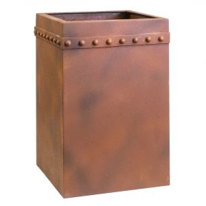 TALL SQUARE PLANTER WITH RIVETS IN CORTEN EFFECT- Clearance